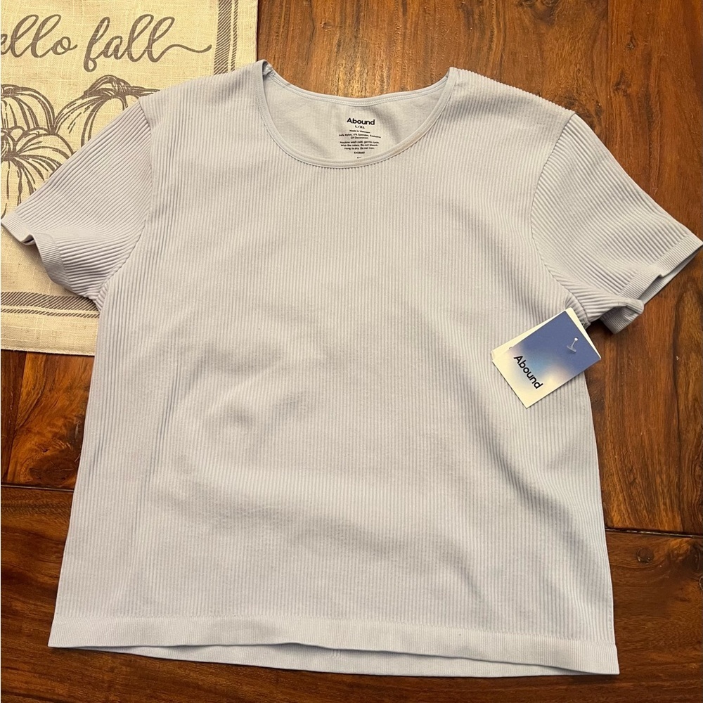 Abound Soft Blue Ribbed Top